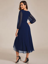 Load image into Gallery viewer, Color=Navy Blue | Women&#39;s Knee-Length Wholesale Homecoming Cocktail Dresses With Short Sleeves-Navy Blue 2