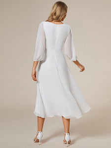 Color=White | Women's Knee-Length Wholesale Homecoming Cocktail Dresses With Short Sleeves-White 2