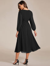 Load image into Gallery viewer, Knee Length Long Sleeves Chiffon Wholesale Wedding Guest Dresses#Color_Black