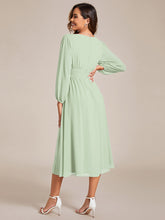 Load image into Gallery viewer, Knee Length Long Sleeves Chiffon Wholesale Wedding Guest Dresses#Color_Mint Green