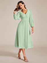 Load image into Gallery viewer, Knee Length Long Sleeves Chiffon Wholesale Wedding Guest Dresses#Color_Mint Green