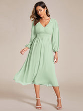 Load image into Gallery viewer, Knee Length Long Sleeves Chiffon Wholesale Wedding Guest Dresses#Color_Mint Green