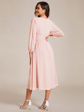 Load image into Gallery viewer, Knee Length Long Sleeves Chiffon Wholesale Wedding Guest Dresses#Color_Pink