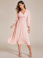 Load image into Gallery viewer, Knee Length Long Sleeves Chiffon Wholesale Wedding Guest Dresses#Color_Pink