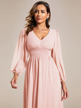 Load image into Gallery viewer, Knee Length Long Sleeves Chiffon Wholesale Wedding Guest Dresses#Color_Pink