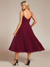 Load image into Gallery viewer, Color=Burgundy | Chiffon Bownot Neck Midi Length Wholesale Wedding Guest Dress-Burgundy 4
