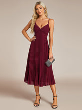 Load image into Gallery viewer, Color=Burgundy | Chiffon Bownot Neck Midi Length Wholesale Wedding Guest Dress-Burgundy 1