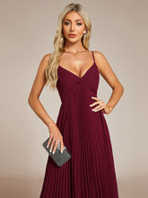 Load image into Gallery viewer, Color=Burgundy | Chiffon Bownot Neck Midi Length Wholesale Wedding Guest Dress-Burgundy 2