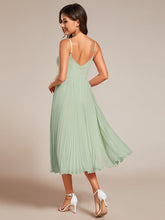 Load image into Gallery viewer, Color=Mint Green | Chiffon Bownot Neck Midi Length Wholesale Wedding Guest Dress-Mint Green 3