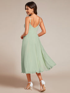 Color=Mint Green | Chiffon Bownot Neck Midi Length Wholesale Wedding Guest Dress-Mint Green 3