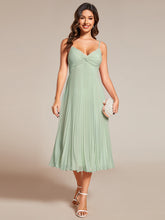Load image into Gallery viewer, Color=Mint Green | Chiffon Bownot Neck Midi Length Wholesale Wedding Guest Dress-Mint Green 4