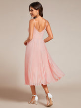 Load image into Gallery viewer, Color=Pink | Chiffon Bownot Neck Midi Length Wholesale Wedding Guest Dress-Pink 10