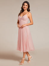 Load image into Gallery viewer, Color=Pink | Chiffon Bownot Neck Midi Length Wholesale Wedding Guest Dress-Pink 8