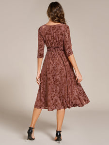 Color=Brown | Exquisite High Stretch Jacquard Velvet Wedding Guest Dresses with Stretch Elastic Band-Brown 2