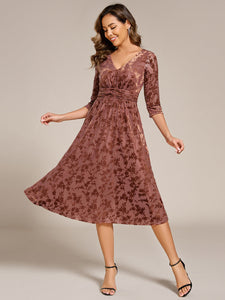 Color=Brown | Exquisite High Stretch Jacquard Velvet Wedding Guest Dresses with Stretch Elastic Band-Brown 3