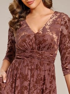 Color=Brown | Exquisite High Stretch Jacquard Velvet Wedding Guest Dresses with Stretch Elastic Band-Brown 5