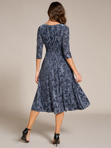 Color=Dusty Navy | Exquisite High Stretch Jacquard Velvet Wedding Guest Dresses with Stretch Elastic Band-Dusty Navy 7