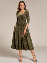 Load image into Gallery viewer, Color=Olive Green | Exquisite High Stretch Jacquard Velvet Wedding Guest Dresses with Stretch Elastic Band-Olive Green 11