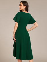 Load image into Gallery viewer, Color=Dark Green | Elegant Midi Length ruffles sleeve Chiffon Wedding Guest Dresses with Regular Fold Stream-Dark Green 7