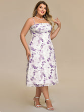Load image into Gallery viewer, Color=Light purple print | Industrial Use Sleeveless High Stretch A-Line Cowl Neck Midi Wedding Guest Dresses-Light purple print 29