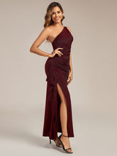 Load image into Gallery viewer, Color=Burgundy | One Stop Shop Sleeveless Asymmetrical High Stretch Maxi Dress with Ruffles | Wedding Guest Dresses-Burgundy 4