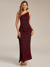 Load image into Gallery viewer, Color=Burgundy | One Stop Shop Sleeveless Asymmetrical High Stretch Maxi Dress with Ruffles | Wedding Guest Dresses-Burgundy 1