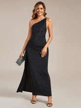 Load image into Gallery viewer, Color=Black | One Stop Shop Sleeveless Asymmetrical High Stretch Maxi Dress with Ruffles | Wedding Guest Dresses-Black 10