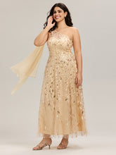 Load image into Gallery viewer, Color=Gold | B2B-Exclusive One Shoulder Sleeveless Sequin A-Line Maxi Wedding Guest Dress-Gold 22