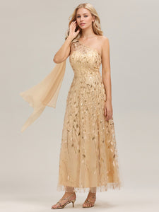 Color=Gold | B2B-Exclusive One Shoulder Sleeveless Sequin A-Line Maxi Wedding Guest Dress-Gold 17