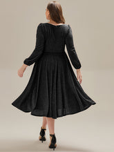 Load image into Gallery viewer, Color=Black | Fast Delivery Long Sleeve V-Neck Gathered A-Line Midi Wedding Guest Dresses-Black 17