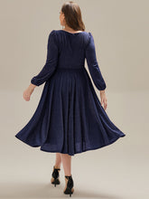 Load image into Gallery viewer, Color=Navy Blue | Fast Delivery Long Sleeve V-Neck Gathered A-Line Midi Wedding Guest Dresses-Navy Blue 27