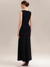 Load image into Gallery viewer, Color=Ivory-Black | Commercial Wholesale Strapless High Stretch Bodycon Round Neck Maxi Wedding Guest Dress-Ivory-Black 2