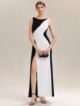 Load image into Gallery viewer, Color=Ivory-Black | Commercial Wholesale Strapless High Stretch Bodycon Round Neck Maxi Wedding Guest Dress-Ivory-Black 5