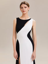 Load image into Gallery viewer, Color=Ivory-Black | Commercial Wholesale Strapless High Stretch Bodycon Round Neck Maxi Wedding Guest Dress-Ivory-Black 3