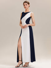 Load image into Gallery viewer, Color=Navy Blue | Commercial Wholesale Strapless High Stretch Bodycon Round Neck Maxi Wedding Guest Dress-Navy Blue 9