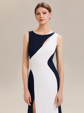 Load image into Gallery viewer, Color=Navy Blue | Commercial Wholesale Strapless High Stretch Bodycon Round Neck Maxi Wedding Guest Dress-Navy Blue 8