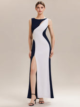 Load image into Gallery viewer, Color=Navy Blue | Commercial Wholesale Strapless High Stretch Bodycon Round Neck Maxi Wedding Guest Dress-Navy Blue 6