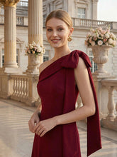 Load image into Gallery viewer, Color=Dark Red | B2B-Exclusive Asymmetrical Sleeveless High Stretch Sheath Floor Length Wedding Guest Dress 10
