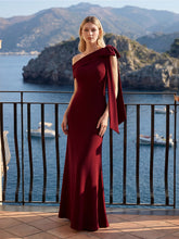 Load image into Gallery viewer, Color=Dark Red | B2B-Exclusive Asymmetrical Sleeveless High Stretch Sheath Floor Length Wedding Guest Dress 11