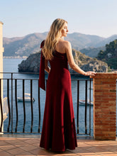 Load image into Gallery viewer, Color=Dark Red | B2B-Exclusive Asymmetrical Sleeveless High Stretch Sheath Floor Length Wedding Guest Dress 12