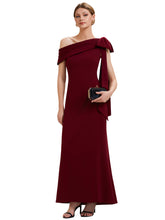 Load image into Gallery viewer, Color=Dark Red | B2B-Exclusive Asymmetrical Sleeveless High Stretch Sheath Floor Length Wedding Guest Dress 2