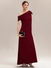 Load image into Gallery viewer, Color=Dark Red | B2B-Exclusive Asymmetrical Sleeveless High Stretch Sheath Floor Length Wedding Guest Dress-Dark Red 4