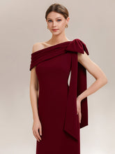 Load image into Gallery viewer, Color=Dark Red | B2B-Exclusive Asymmetrical Sleeveless High Stretch Sheath Floor Length Wedding Guest Dress-Dark Red 3