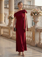 Load image into Gallery viewer, Color=Dark Red | B2B-Exclusive Asymmetrical Sleeveless High Stretch Sheath Floor Length Wedding Guest Dress 7