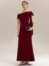 Load image into Gallery viewer, Color=Dark Red | B2B-Exclusive Asymmetrical Sleeveless High Stretch Sheath Floor Length Wedding Guest Dress-Dark Red 1