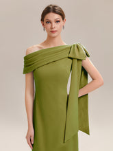 Load image into Gallery viewer, Color=Citron | B2B-Exclusive Asymmetrical Sleeveless High Stretch Sheath Floor Length Wedding Guest Dress 5