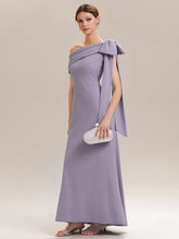Load image into Gallery viewer, Color=Frosted Lilac | B2B-Exclusive Asymmetrical Sleeveless High Stretch Sheath Floor Length Wedding Guest Dress 3