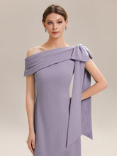 Load image into Gallery viewer, Color=Frosted Lilac | B2B-Exclusive Asymmetrical Sleeveless High Stretch Sheath Floor Length Wedding Guest Dress 5