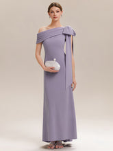 Load image into Gallery viewer, Color=Frosted Lilac | B2B-Exclusive Asymmetrical Sleeveless High Stretch Sheath Floor Length Wedding Guest Dress 1