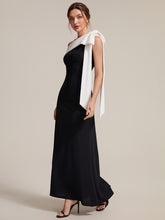 Load image into Gallery viewer, Color=Ivory-Black | B2B-Exclusive Asymmetrical Sleeveless High Stretch Sheath Floor Length Wedding Guest Dress 17